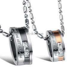 Colar pingente de anéis de casal de aço inoxidável "Love You Till the End" His Hers comprar usado  Enviando para Brazil
