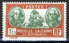 Nowa Kaledonia 1933, 1,25Fr Statek L'Astrolabe MNH lekka guma tropikalna, Yv 155A na sprzedaż  Wysyłka do Poland