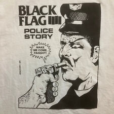 Camiseta BLACK FLAG Police Story L Raymond Pettibon hardcore punk rollins danificados comprar usado  Enviando para Brazil