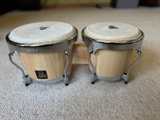LP de percussão latina Aspire Bongos 8” 6,75” madeira de carvalho natural com cromo EXCELENTE comprar usado  Enviando para Brazil