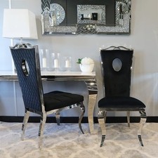 Krzesło glamour Luxury Black z przeszyciami tapicerowane czarne, używany na sprzedaż  PL