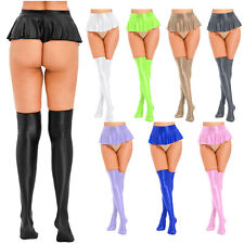 Mini saia plissada feminina ultra micro-mini com meias brilhantes coxa alta clubwear comprar usado  Enviando para Brazil