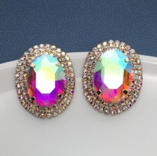 Brincos femininos da moda ovais de cristal AB com strass comprar usado  Enviando para Brazil