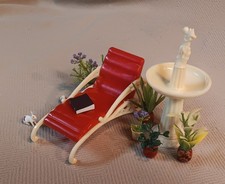 Móveis de Casa de Bonecas Plasco Vintage - Cadeira de Lounge ao Ar Livre & Fonte + 8 Acessos comprar usado Móveis de Casa de Bonecas Plasco Vintage - Cadeira de Lounge ao Ar Livre & Fonte + 8 Acessos comprar usado  Enviando para Brazil