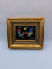 Pintura de galo vintage pintada à mão assinada por artista em cerâmica emoldurada J.Bertrand comprar usado Pintura de galo vintage pintada à mão assinada por artista em cerâmica emoldurada J.Bertrand comprar usado  Enviando para Brazil