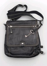 Usado, Bolsa de mão vintage FOSSIL preta couro pebbled tiracolo alça destacável comprar usado  Enviando para Brazil