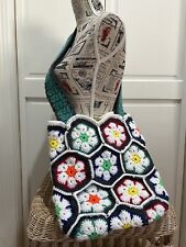 Bolsa tote de ombro de crochê feita à mão vovó quadrada média bolsa boho hippie comprar usado  Enviando para Brazil