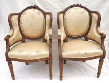 Rare French Pair Child Arm Chair Bergere Louis XVI Style Carved Wood Flower 19 C for sale  Shipping to South Africa