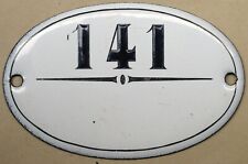 Antique black French house number 141 storage unit plaque enamel sign notice for sale  Shipping to Ireland