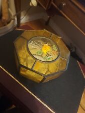 Caixa de bugigangas vintage de latão e vidro - Octógono com Robin na tampa -Pés comprar usado  Enviando para Brazil
