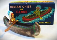 Vintage Knick Knack Toy Indian Chief in Canoe Mint in Box  Hand Made and Painted, used for sale  Shipping to South Africa