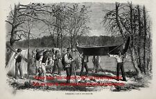 Impressão e artigo antigos de gravura Minnesota Grand Portage Monument canoa década de 1850 comprar usado  Enviando para Brazil