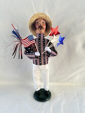 Byers Choice Patriotic Man Firework Sparkle USA Flag Stars Memorial 4th of July for sale  Shipping to South Africa