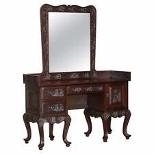 HEAVILY CARVED FLORAL DECORATED INDIAN ROSEWOOD DRESSING TABLE & MIRROR for sale  Shipping to South Africa