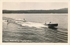 Cartão postal antigo para esqui aquático-Payette Lakes, identificação Idaho RPPC barco, usado comprar usado  Enviando para Brazil