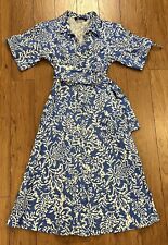 VESTIDO CAMISERO ZARA PEQUEÑO ESTAMPADO MEZCLA LINO | 8127/343 | Midi Azul Blanco Floral segunda mano  Embacar hacia Argentina