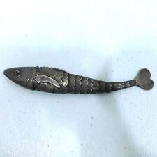 Vintage Articulated Silver Fish Pill Box Red Eyes for sale  Shipping to South Africa