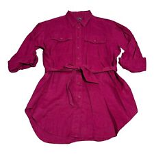 Camisa feminina LRL Ralph Lauren 100% linho com botões SP rosa bolsos de manga comprida comprar usado  Enviando para Brazil