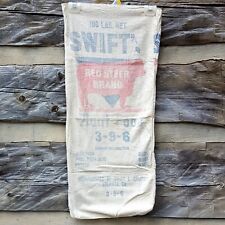 Saco de tela vintage 100 lb. Bolsa de fertilizante Swift's Red Steer Brand, Atlanta, GA segunda mano  Embacar hacia Argentina