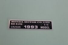 Honda CR250R 1993 MODEL 9/92 HEADTUBE TAG ID DATA PLATE 1 for sale  Shipping to South Africa