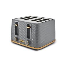 Tower T20061GRY Empire 4-Slice Toaster, Defrost/Reheat, 1600W, Grey and Brass for sale  Shipping to South Africa