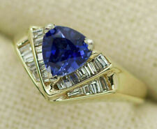 14K Yellow Gold Over 2CT Trillion Cut Tanzanite & Diamond Cocktail Wedding Ring for sale  Shipping to South Africa