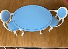 Used, barbie mattel dining set, blue, table and 2 chairs, 1:6 scale for sale  Shipping to South Africa
