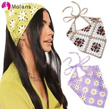 Mujer Triángulo Bandana Crochet Cabello Turbante Bufanda Envoltura para la cabeza Banda para el cabello Accesorios, usado segunda mano  Embacar hacia Argentina