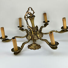 Candelabro de teto vintage francês extra grande 6 braços ornamentado latão pesado metal, usado comprar usado  Enviando para Brazil