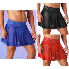 Mens Skirt See-through Crossdress Lingerie High Waist Men's Skirt Sissy Mesh for sale  Shipping to South Africa