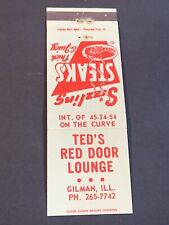 Vintage Illinois Matchbooks: “Ted’s Red Door Lounge” Gilman, IL for sale  Shipping to South Africa