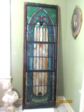 Large 87"' VICTORIAN church  SALVAGE STAINED GLASS LEADED WINDOW ca1890, used for sale  Scranton