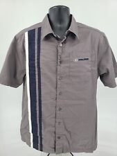 Used, Polaris Racing Mechanic Shirt Large Gray Blue Striped Button Up Short Sleeve Men for sale  Shipping to South Africa