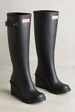 NEW! Hunter Original Tall Wedge Heeled Mid High Rain Boots Size 10 Black $205 for sale  Shipping to South Africa