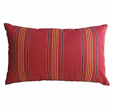 Pottery Barn Outdoor Lumbar Pillow Canvas Red Blue Yellow Awning Stripe 16x26, used for sale  Shipping to South Africa