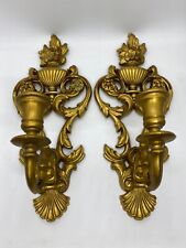Scone Set of 2 1971 Syroco Homco Gold-Tone Candle Holder Wall 4036 USA for sale  Shipping to South Africa