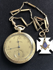 Relógio de bolso maçônico Elgin 17 joias e chaveiro maçônico original cheio de ouro Running comprar usado  Enviando para Brazil