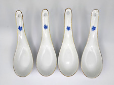 Conjunto de 4 colheres de sopa de porcelana chinesa pintadas à mão Taiwan branco, flor azul pequena comprar usado  Enviando para Brazil