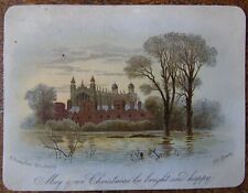 Victorian Christmas Greetings Card A Thames Flood Eton Evening by Albert Bowers for sale  Shipping to South Africa