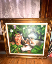 indian painting wolf for sale  Jamestown
