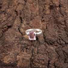 Natural Morganite Gemstone Band Ring Size  925 Silver For Women for sale  Shipping to South Africa