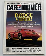 Revista Car & Driver De Colección Marzo 1992 Dodge Viper Bentley Ferrari Ford Porsche VW segunda mano  Embacar hacia Argentina