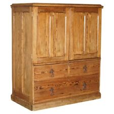 MEDIUM ANTIQUE VICTORIAN PINE HOUSEKEEPERS CUPBOARD WITH SLIDING LINEN SHELF for sale  Shipping to South Africa