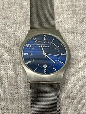 Reloj para hombre SKAGEN DENMARK delgado cara azul correa de malla de acero plateada 233XLTTMO segunda mano  Embacar hacia Mexico