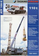 Tadano Faun ATF 100-5 Prospekt 2001 D GB I Autokran mobile crane grue brochure, usado comprar usado  Enviando para Brazil