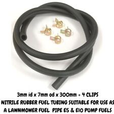 Lawnmower Rubber Fuel Pipe Soft Flexible Plus 4 Zinc Clips 3mm, 5mm , 6mm ID for sale  Shipping to South Africa