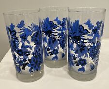 Juego de tres (3) vasos de 6” de alto 16,3 oz flores azules sin usar segunda mano  Embacar hacia Argentina