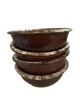 Used, HULL SET OF 4 BROWN DRIP Pottery Oven Proof USA Bowls Cereal Soup Dessert 5.25” for sale  Shipping to South Africa