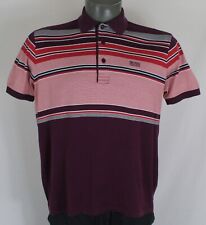 Hugo Boss Spell Out Green Label Red Burgundy Striped Regular Fit polo Shirt M for sale  Shipping to South Africa