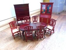 DOLL'S HOUSE DINING ROOM FURNITURE TABLE CHAIRS WELSH DRESSER LIBRARY BOOK CABIN, used for sale  Shipping to South Africa